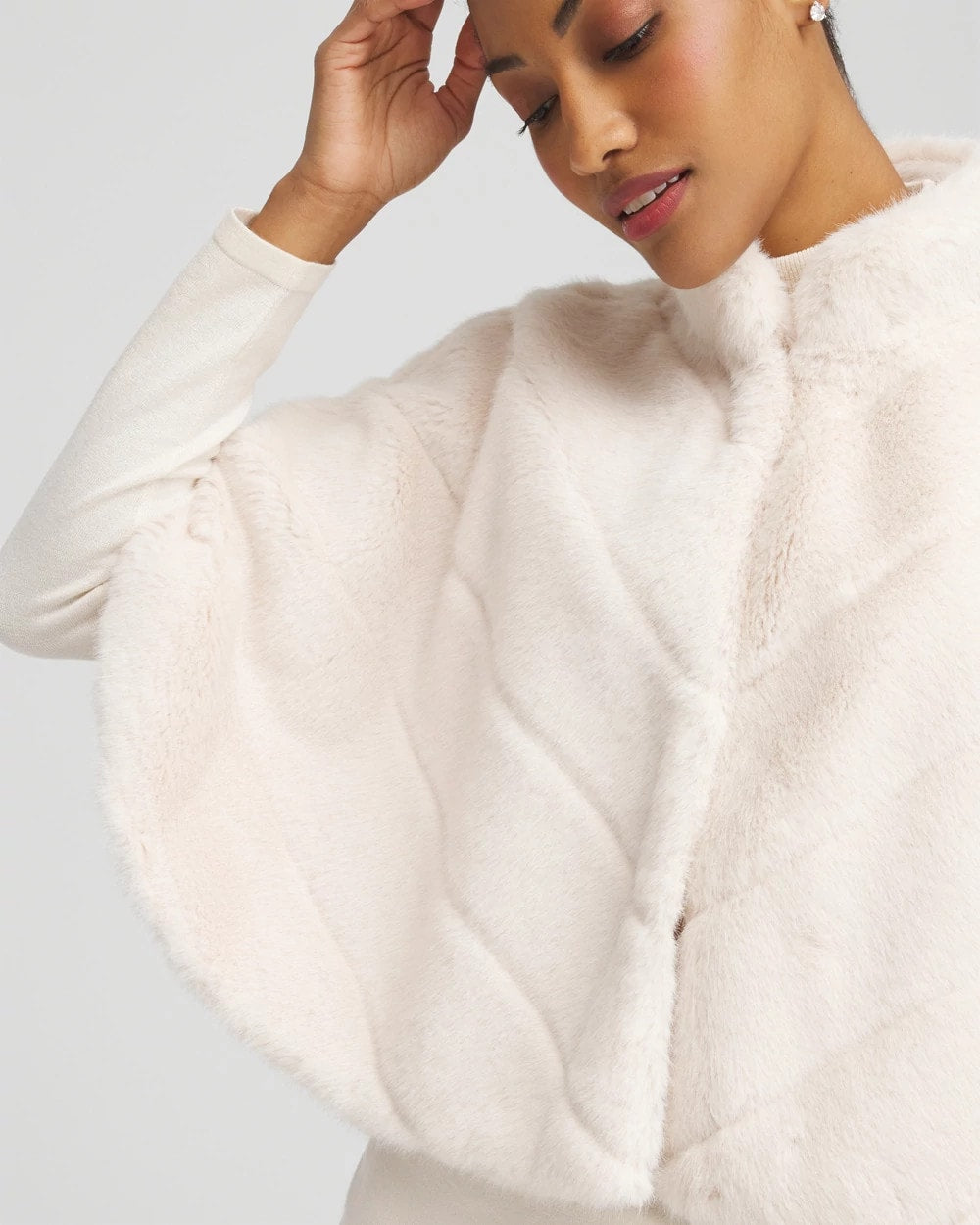 Chico's Accessories Faux Fur Funnelneck Capelet