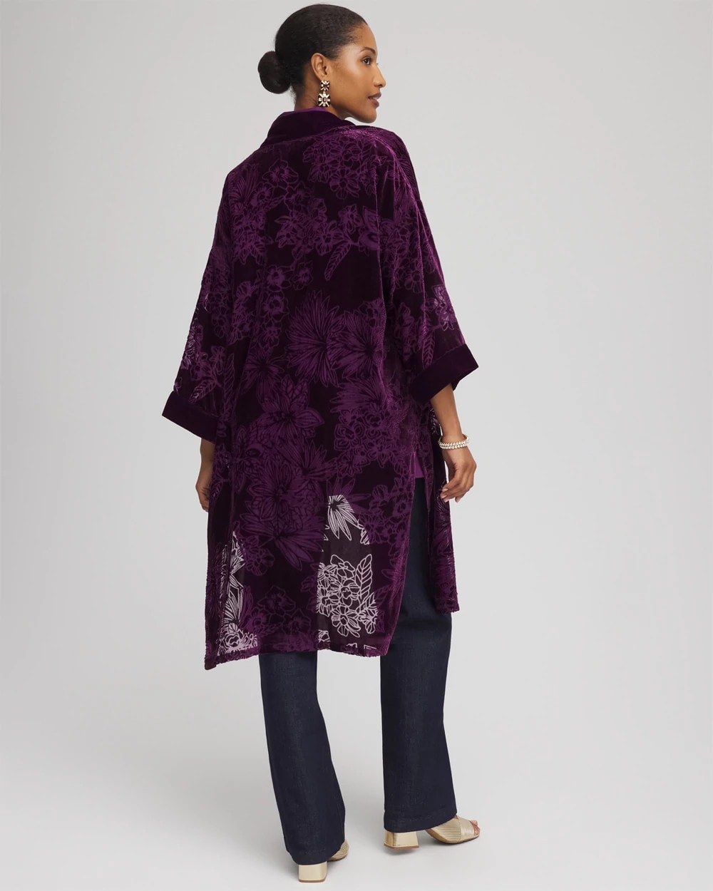 Chico's Accessories Floral Burnout Kimono