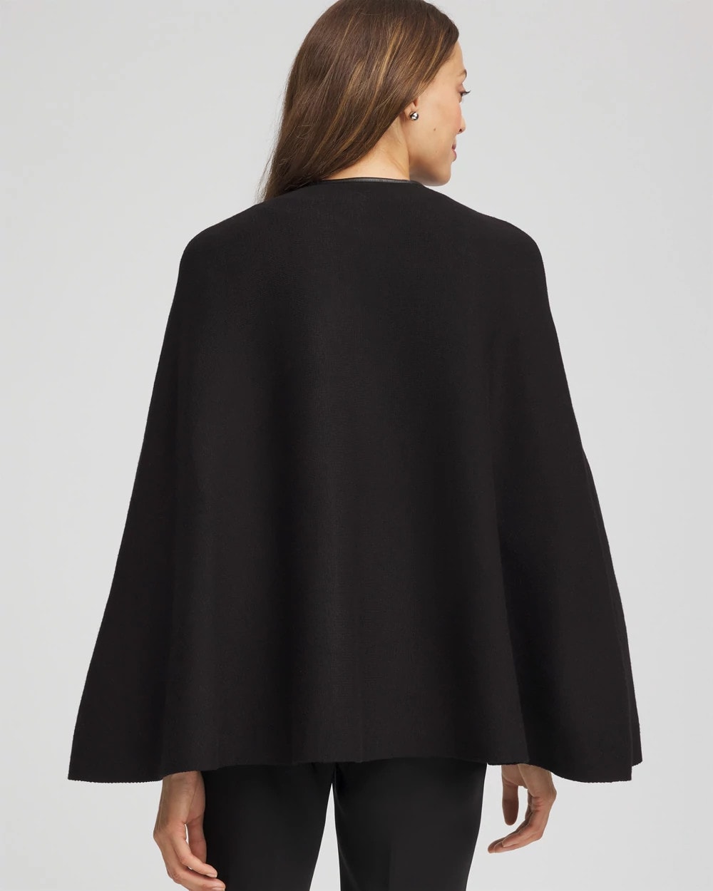 Chico's Accessories Faux Leather Trim Cape