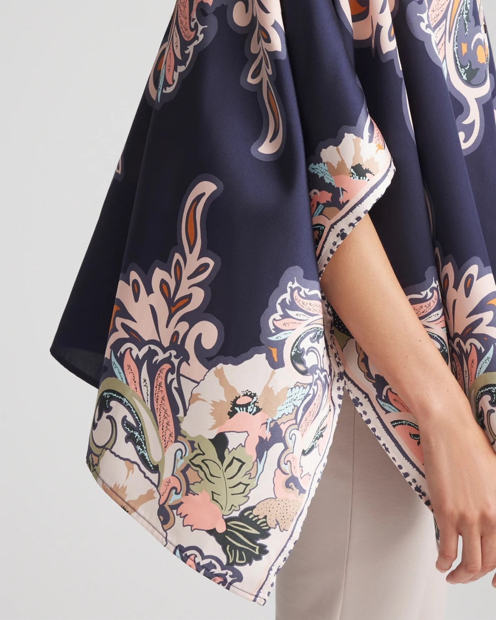 Chico's Accessories Collarless Floral-Paisley Poncho