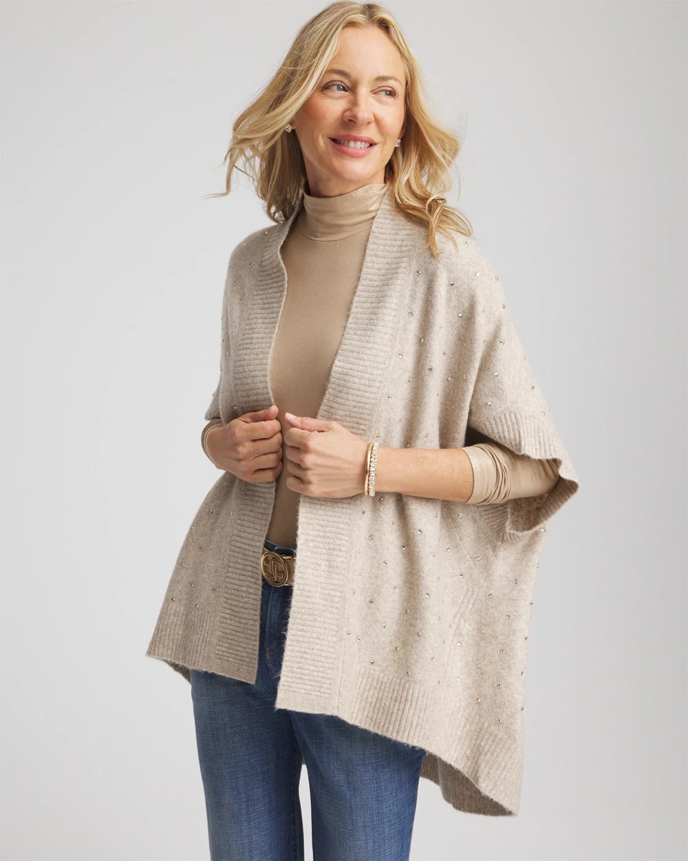 Chico's Accessories Embellished Cocoon Ruana