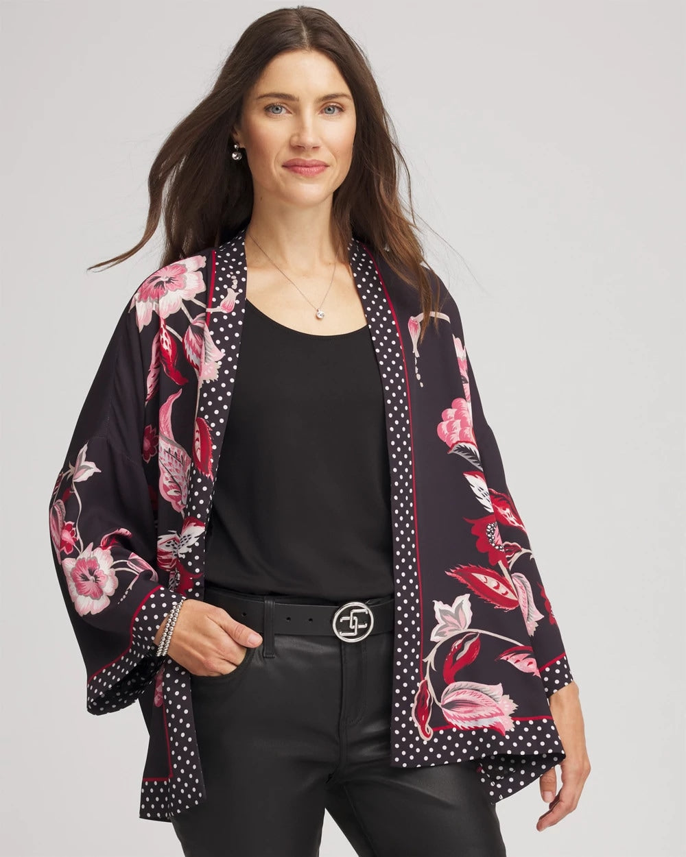 Chico's Accessories Short Floral Kimono
