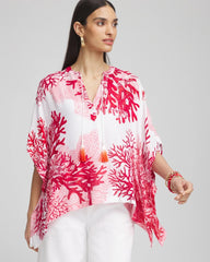 Chico's Accessories Coral Reef Motif Poncho