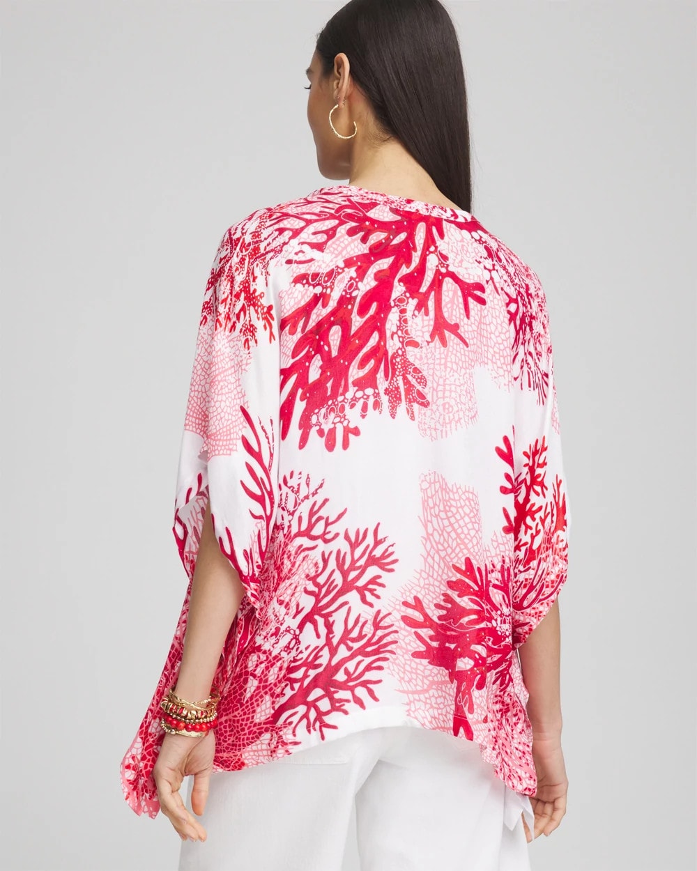 Chico's Accessories Coral Reef Motif Poncho