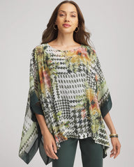 Chico's Accessories Printed Crinkle-Chiffon Pullover Poncho