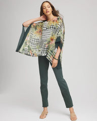 Chico's Accessories Printed Crinkle-Chiffon Pullover Poncho
