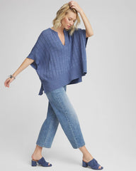Chico's Accessories Open-Knit Splitneck Poncho