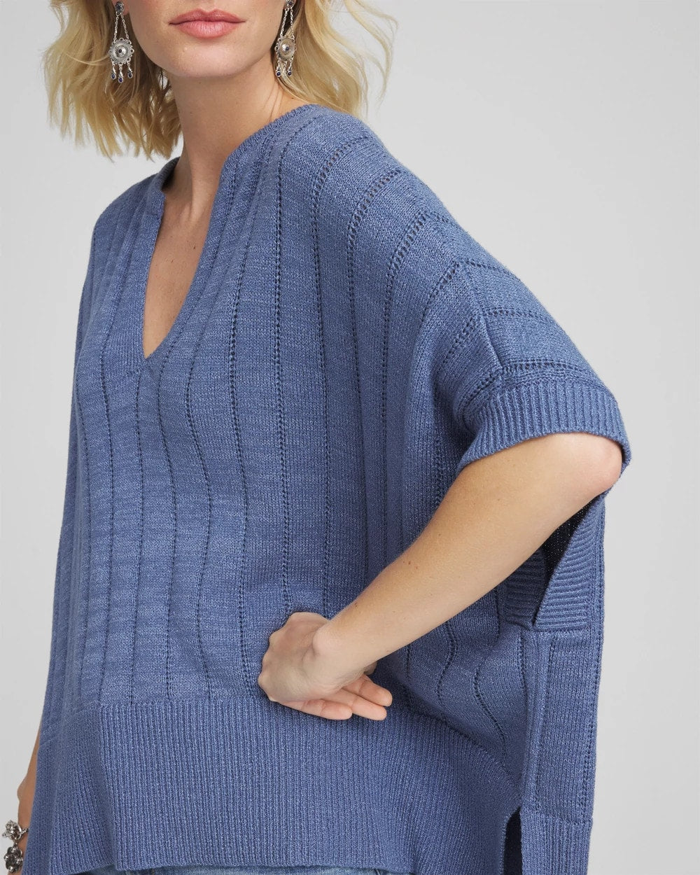Chico's Accessories Open-Knit Splitneck Poncho