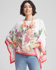 Chico's Accessories Wildflower Crepe Boatneck Poncho