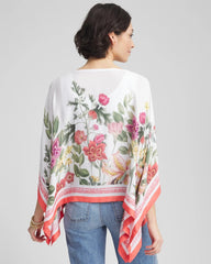 Chico's Accessories Wildflower Crepe Boatneck Poncho