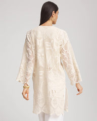 Chico's Accessories Cutwork Crochet-Lace Long Kimono
