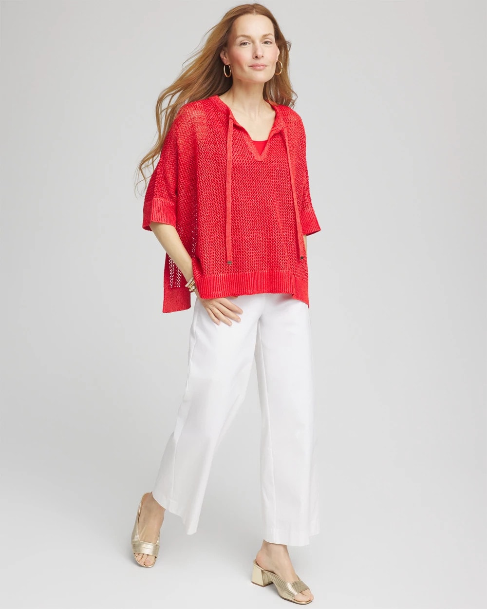 Chico's Accessories Sequin Open Knit Poncho