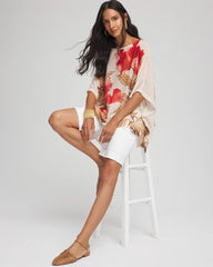 Chico's Accessories Floral Chiffon Pull-Over Poncho