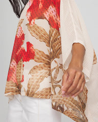 Chico's Accessories Floral Chiffon Pull-Over Poncho
