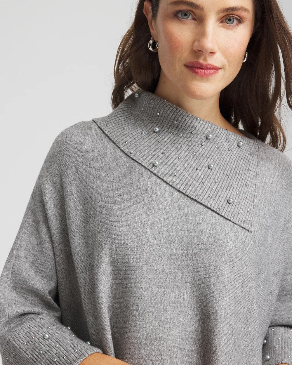 Chico's Accessories Embellished Sweater Poncho