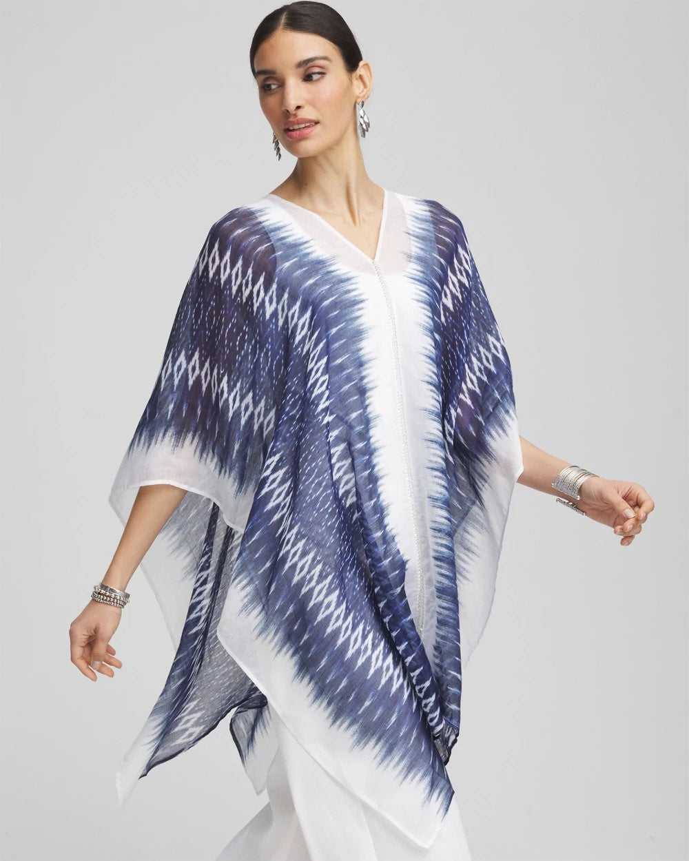 Chico's Accessories Long Embellished Linen Kaftan