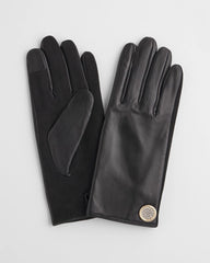Chico's Accessories Leather Button Detail Gloves