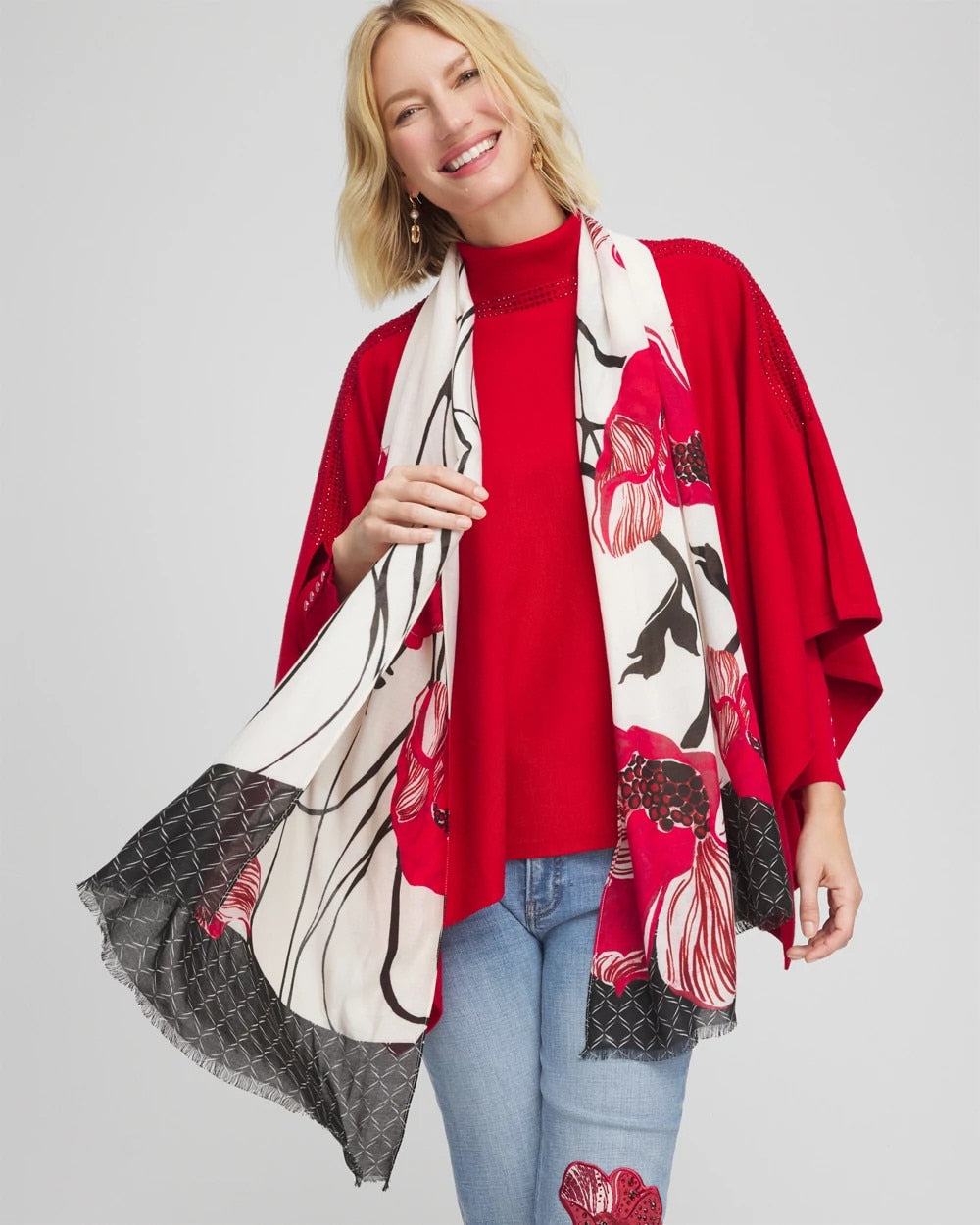 Chico's Accessories Vinstra Vine Oblong Scarf