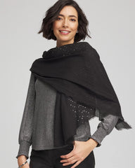 Chico's Accessories Metallic Stripe Oblong Scarf