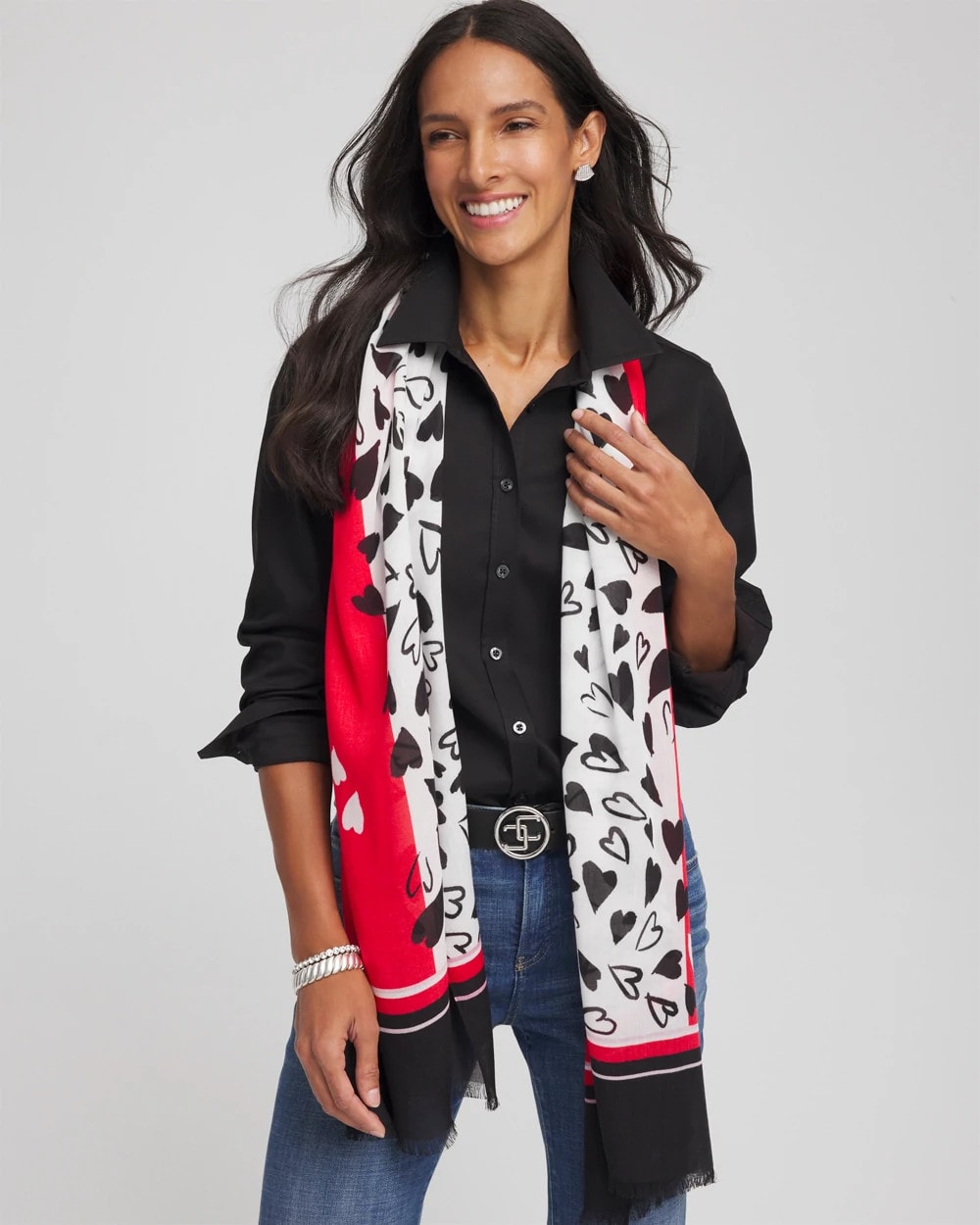Chico's Accessories Lover Girl Woven Oblong Scarf