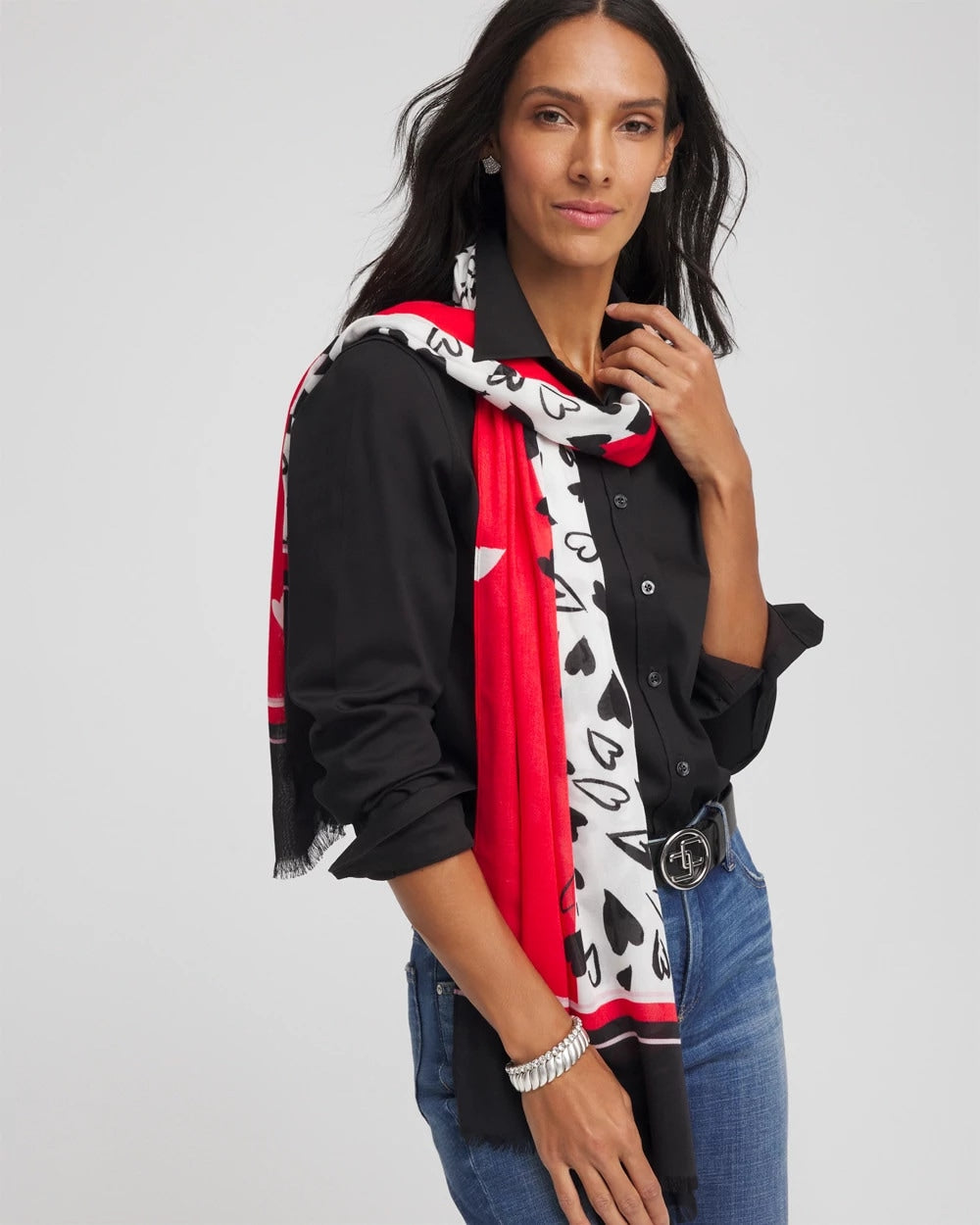 Chico's Accessories Lover Girl Woven Oblong Scarf