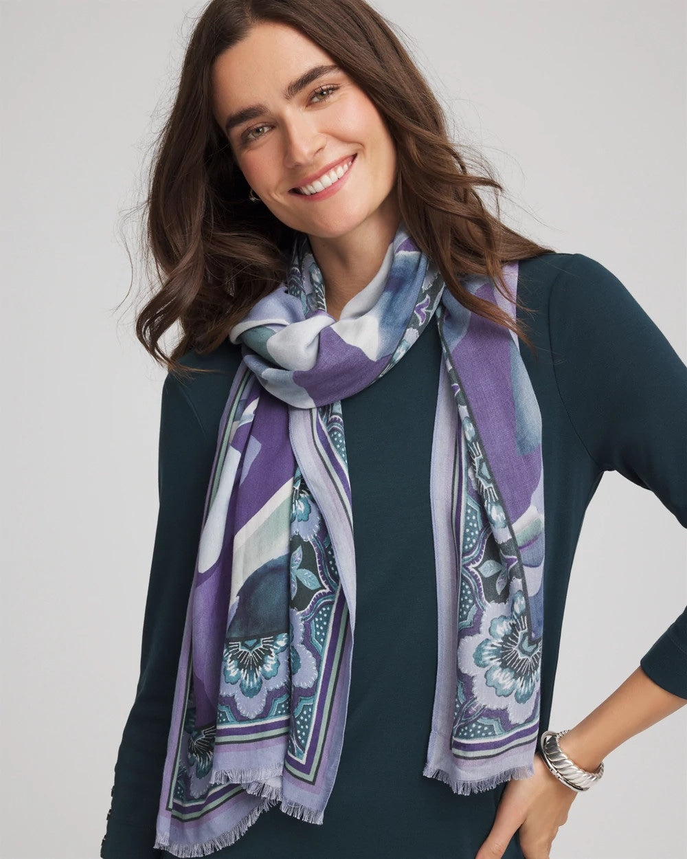Chico's Accessories Artist Garden Oblong Scarf