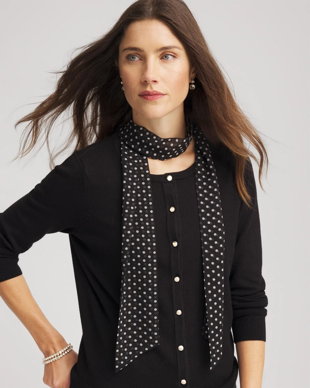 Chico's Accessories Polka Dot Skinny Scarf
