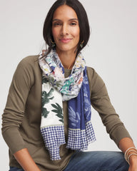 Chico's Accessories Colorblock Floral-Print Oblong Scarf