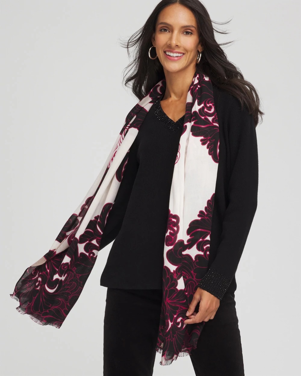 Chico's Accessories Maude Medallion Oblong Scarf
