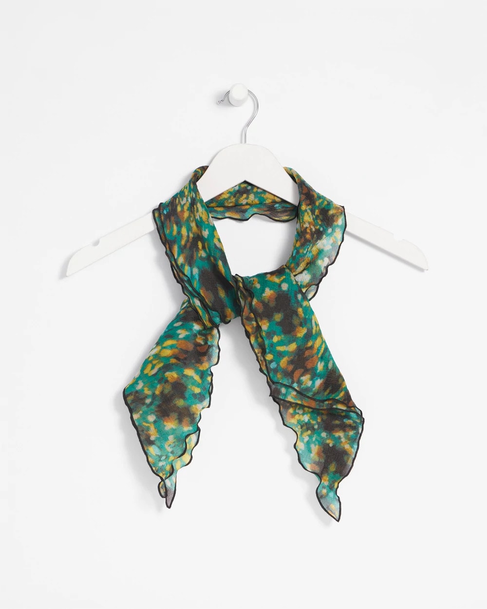 Chico's Accessories Printed Woven Ruffled Neck Scarf