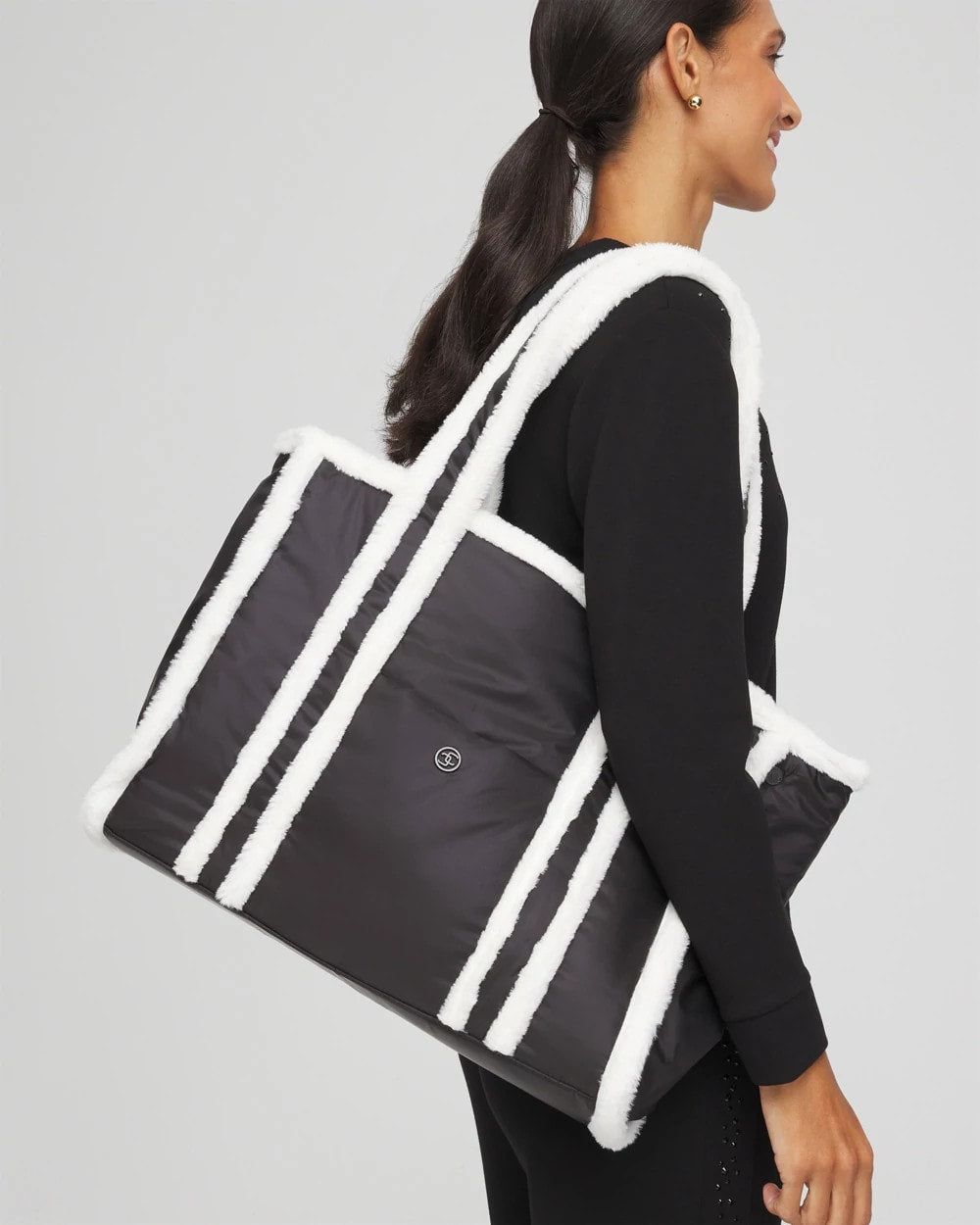 Chico's Accessories Faux Fur Sporty Tote Bag