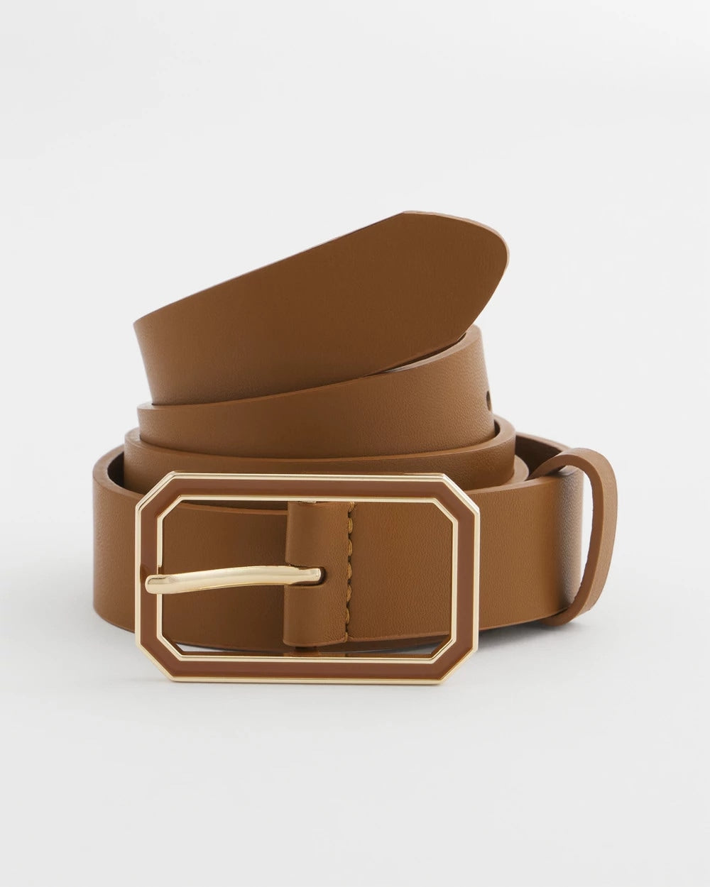 Chico's Accessories Cognac Enamel Buckle Trouser Belt