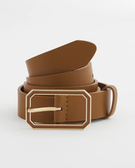 Chico's Accessories Cognac Enamel Buckle Trouser Belt