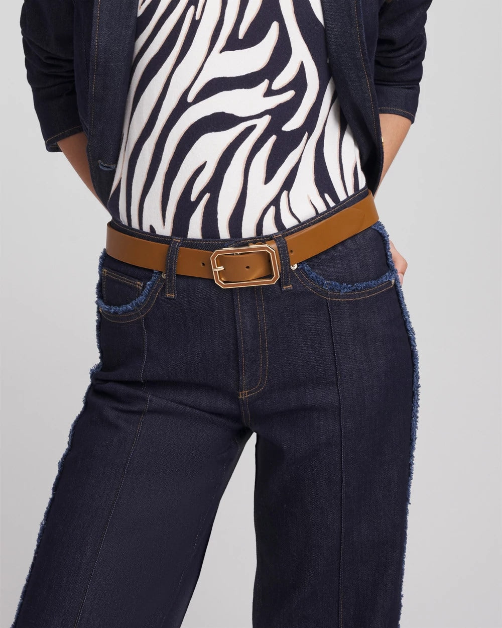 Chico's Accessories Cognac Enamel Buckle Trouser Belt