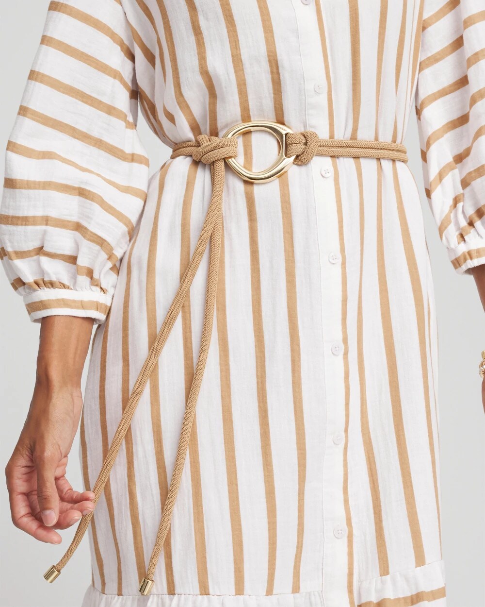 Chico's Accessories Neutral Goldtone Rope Belt