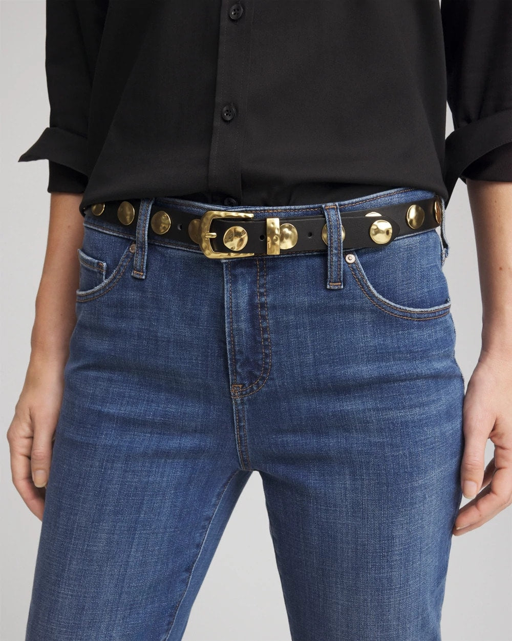 Chico's Accessories Studded Faux Leather Trouser Belt
