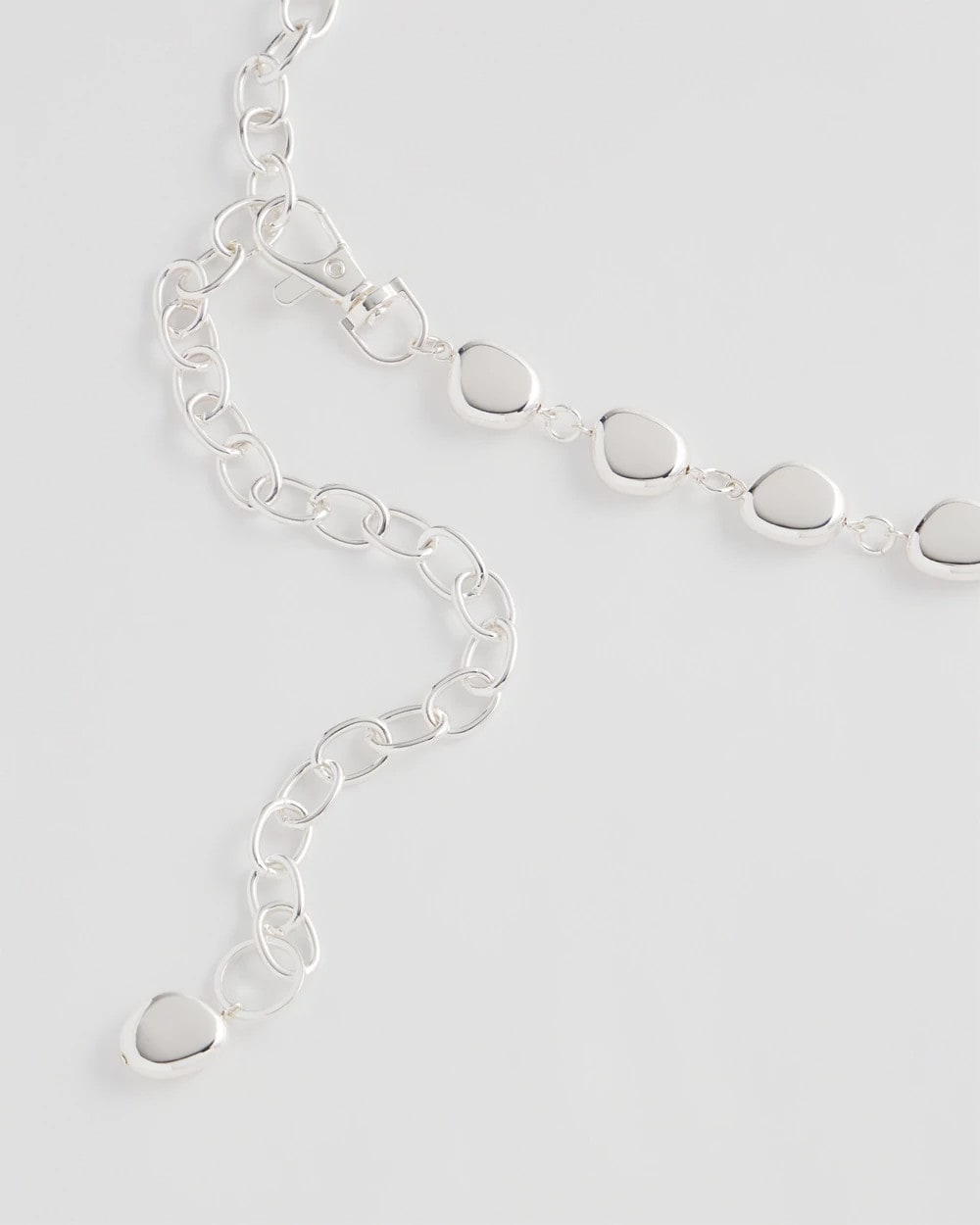 Chico's Accessories Silvertone Pebble Chain Belt