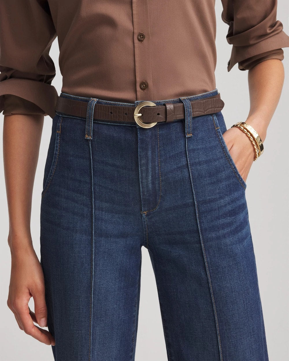 Chico's Accessories Crocodile Motif Trouser Belt