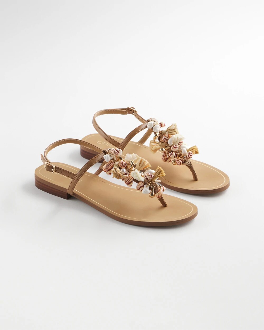 Chico's Accessories Beach Seashell T-Strap Sandals