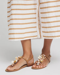 Chico's Accessories Beach Seashell T-Strap Sandals