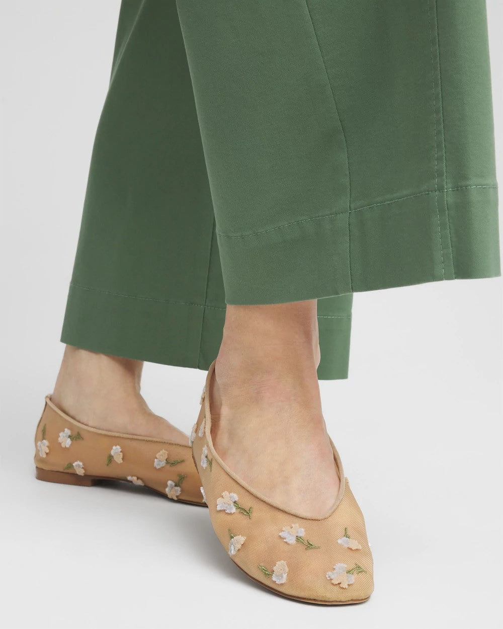 Chico's Accessories Orchid Embroidered Ballet Flats