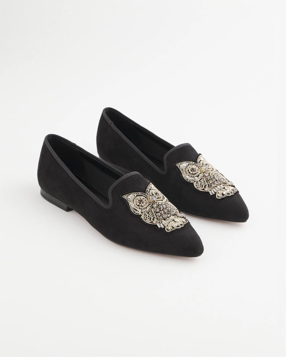 Chico's Accessories Black Microsuede Loafers
