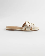 Chico's Accessories Leather Cassidy Cross-Strap Slide Shoes