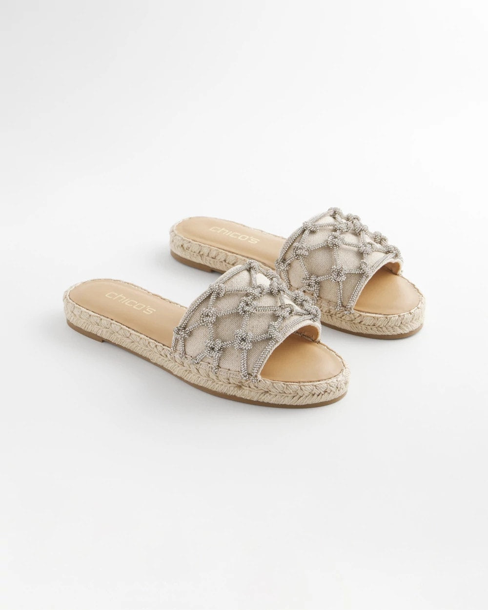 Chico's Accessories Linen Knotted Espadrille Slides