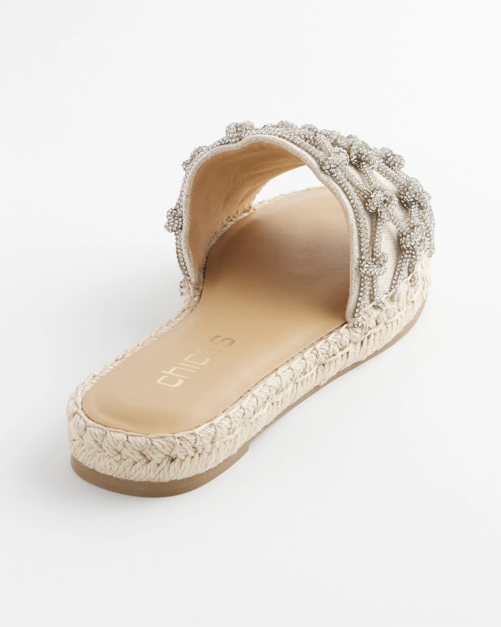 Chico's Accessories Linen Knotted Espadrille Slides