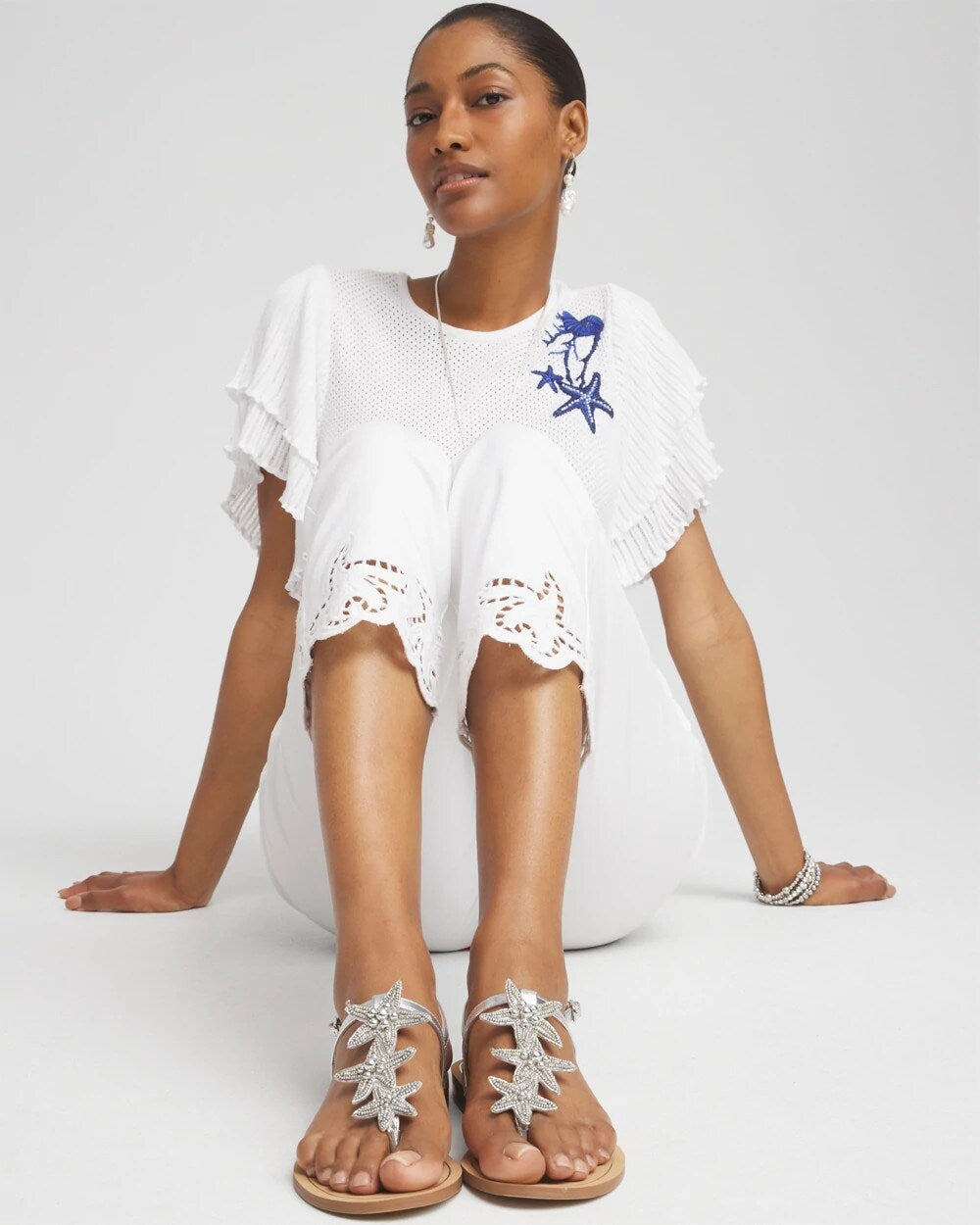 Chico's Accessories Beach Starfish T-Strap Sandals