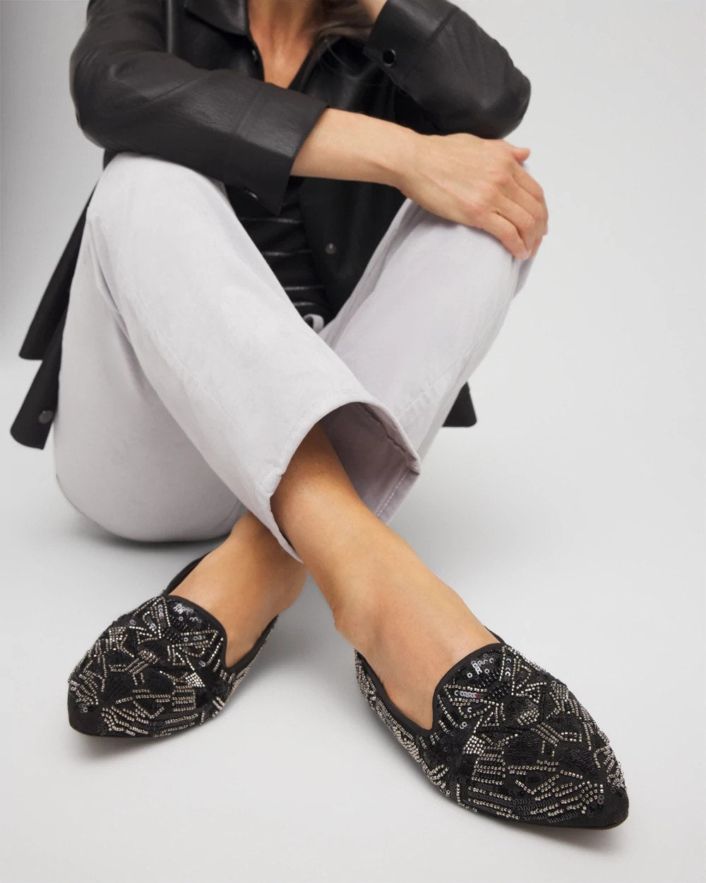 Chico's Accessories Gwyn Art Deco Beaded Flats