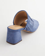 Chico's Accessories Blue Lotus Suede Fringe Block Heels