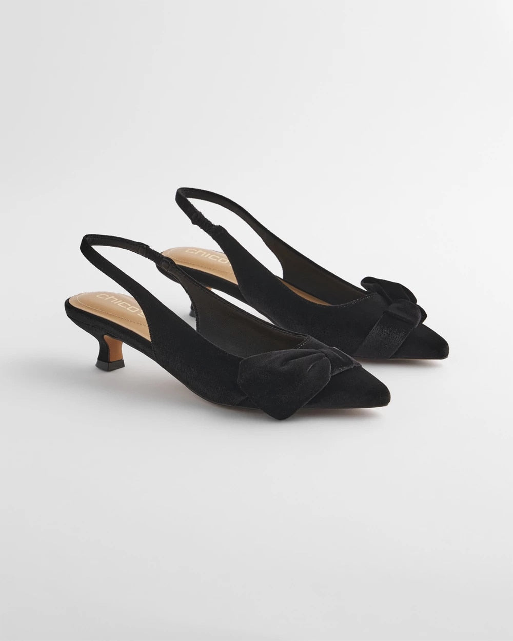 Chico's Accessories Charm Velvet Bow Kitten Heels