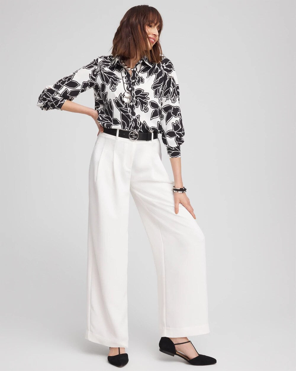 Chico's Petites Petite Crepe Pleated Relaxed Pants
